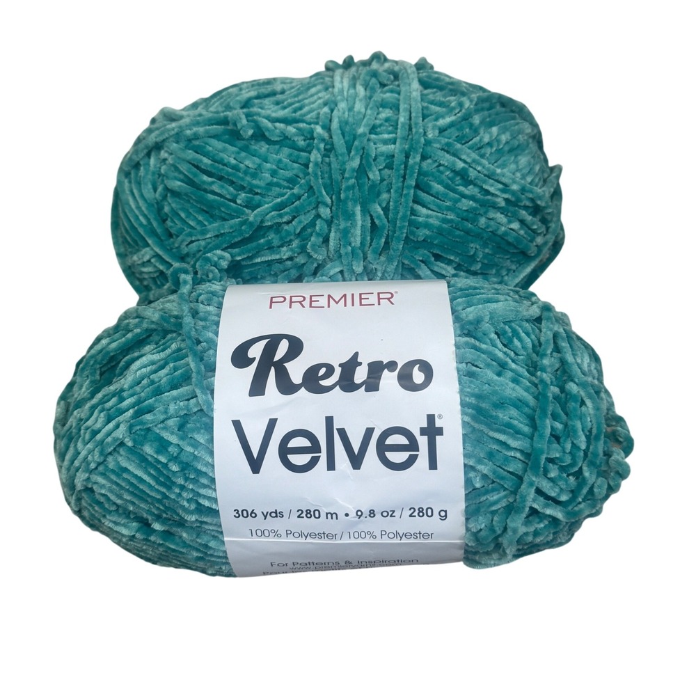 Premier Retro Velvet Yarn Waterfall Teal Bulky 5 Two Full Skeins 612 Yards Total